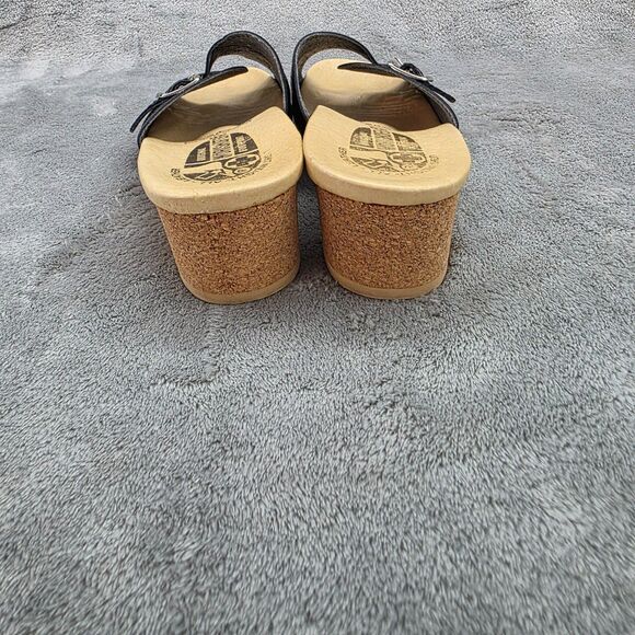Worishofer 251P Women's Black leather Cork Wedge Slide Sandal US 8 EUR 38 - Picture 4 of 12